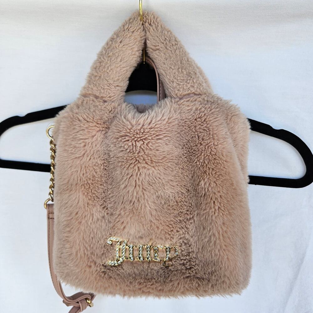 Juicy Couture Dusty Blush Fuzzy Mini Tote Bag Y2K